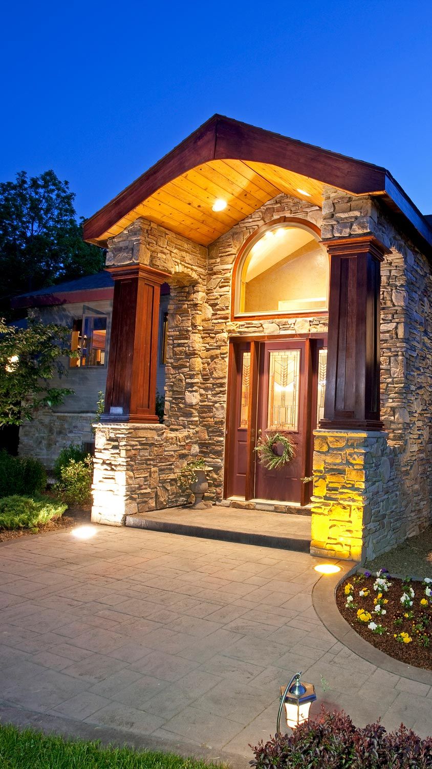 Home front door with lighting